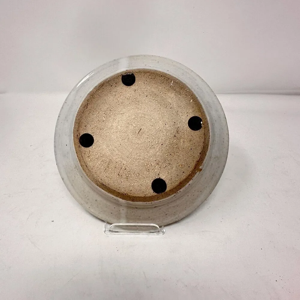 Vintage Studio Pottery Berry Bowl Strainer Planter Abstract Blue Green 7x1.5”